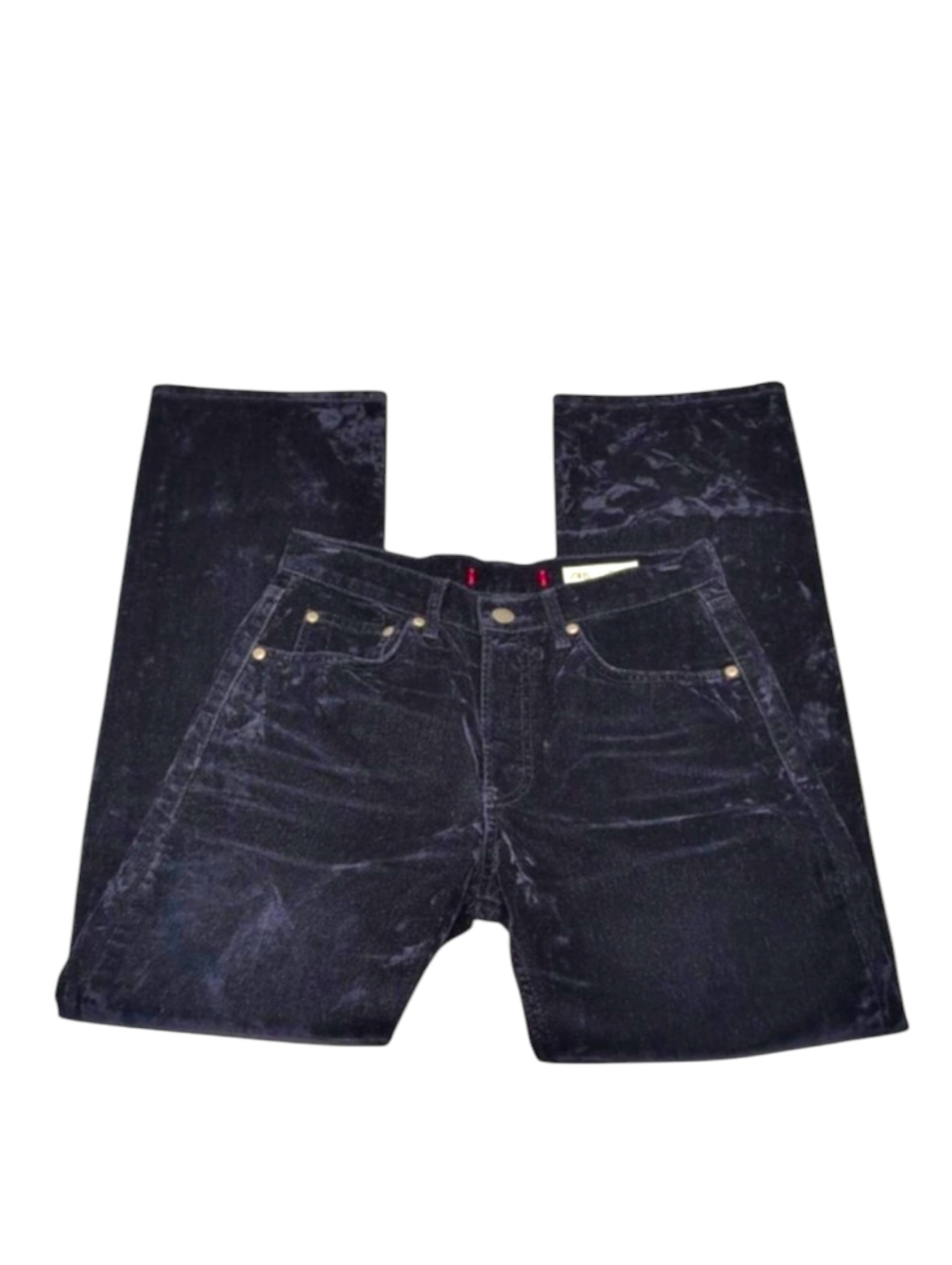 Zara Woman Mid Rise Relaxed Blue Velvet Effect 5 Pocket Style Jeans Western 4